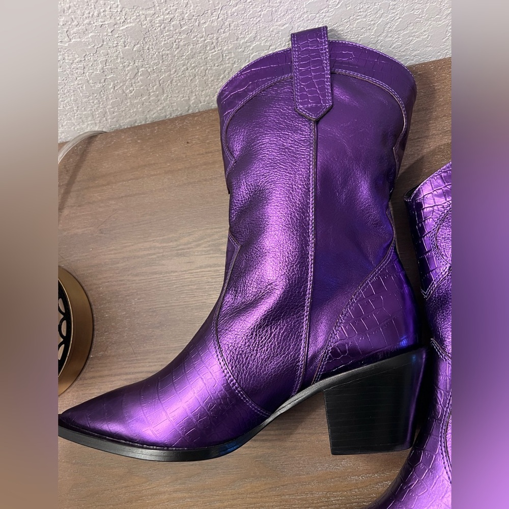 Vicenza electric Purple Metallic Western Boots cowgirl heel boots women’s size 7 - Picture 7 of 15
